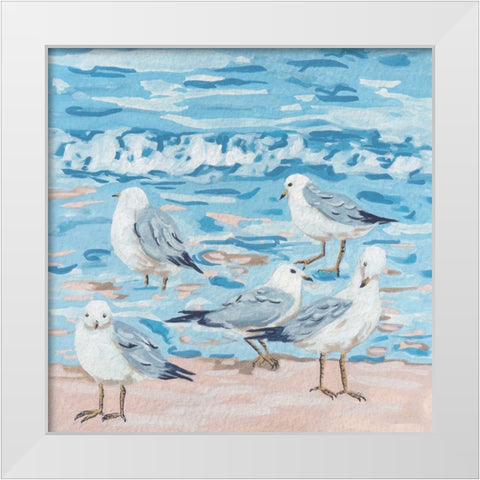 Seagull Birds II White Modern Wood Framed Art Print by Wang, Melissa