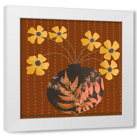 Autumn Flower Vase I White Modern Wood Framed Art Print by Moore, Regina