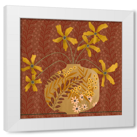 Autumn Flower Vase II White Modern Wood Framed Art Print by Moore, Regina