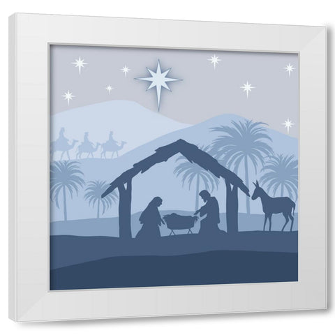Blue Nativity II White Modern Wood Framed Art Print by Moore, Regina