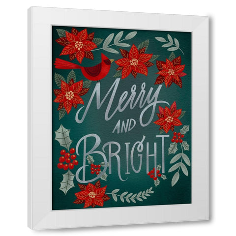 Red Flowers Christmas I White Modern Wood Framed Art Print by Moore, Regina