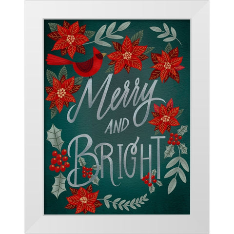 Red Flowers Christmas I White Modern Wood Framed Art Print by Moore, Regina