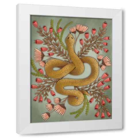 Snake In The Flowers I White Modern Wood Framed Art Print by Moore, Regina