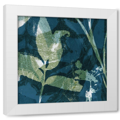 Botanical Imprints in Blue I White Modern Wood Framed Art Print by Barnes, Victoria