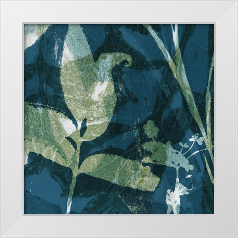 Botanical Imprints in Blue I White Modern Wood Framed Art Print by Barnes, Victoria