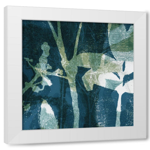 Botanical Imprints in Blue II White Modern Wood Framed Art Print by Barnes, Victoria