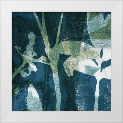 Botanical Imprints in Blue II White Modern Wood Framed Art Print by Barnes, Victoria