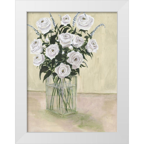 Pale Roses White Modern Wood Framed Art Print by Willett, Michael