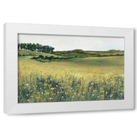 Yellow Meadow White Modern Wood Framed Art Print by Willett, Michael
