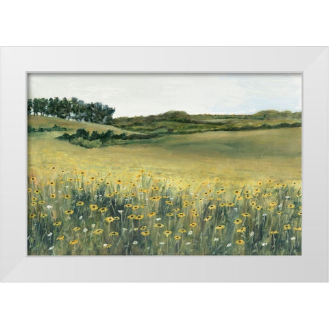 Yellow Meadow White Modern Wood Framed Art Print by Willett, Michael