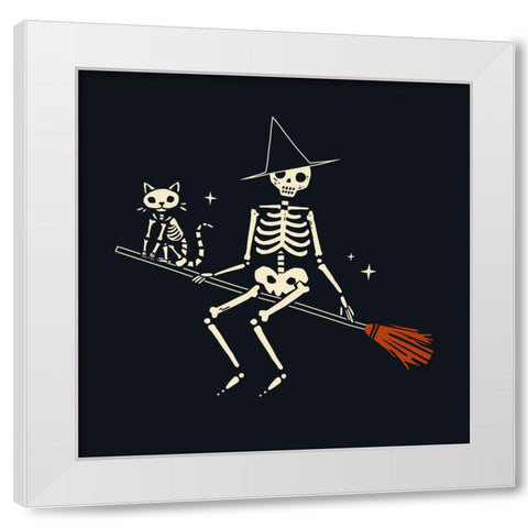 Skeleton Antics III White Modern Wood Framed Art Print by Barnes, Victoria