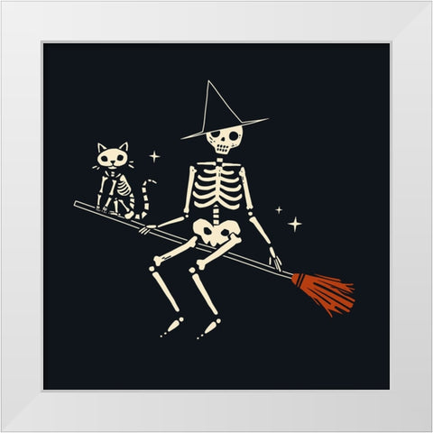 Skeleton Antics III White Modern Wood Framed Art Print by Barnes, Victoria