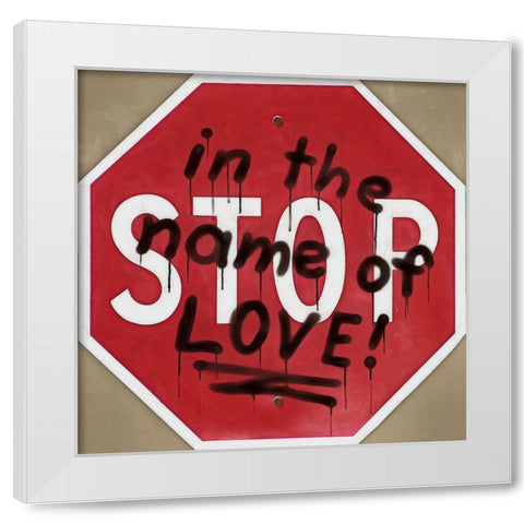 Graffiti Sign II White Modern Wood Framed Art Print by Saunders, Alonzo