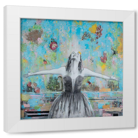 Happy Girl White Modern Wood Framed Art Print by Iafrate, Sandra