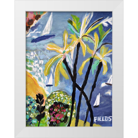 Palm Landscape I White Modern Wood Framed Art Print by Fields, Karen