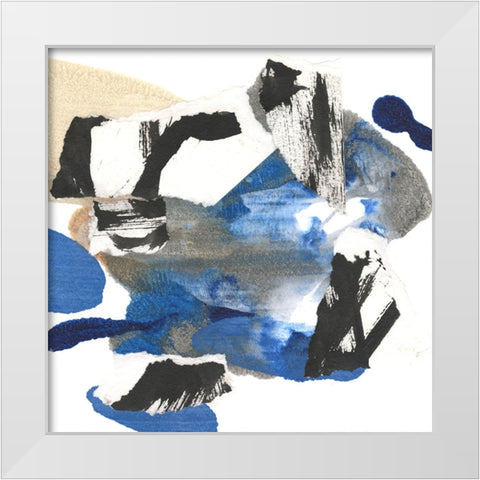 Blue Collage I White Modern Wood Framed Art Print by Fuchs, Jodi
