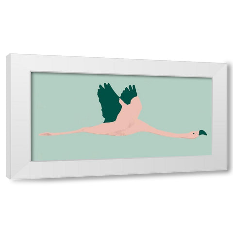 Sherbet Flamingos II White Modern Wood Framed Art Print by Warren, Annie