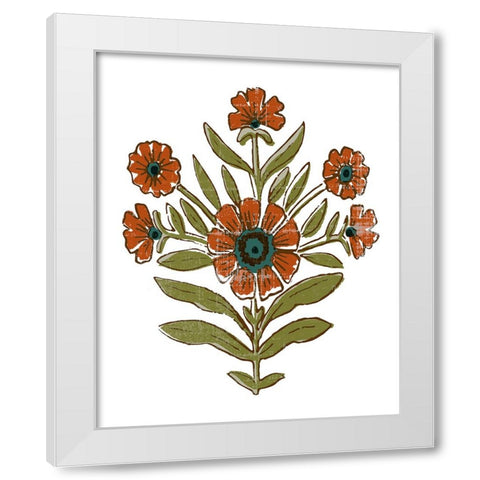 Stamped Bouquet I White Modern Wood Framed Art Print by Barnes, Victoria