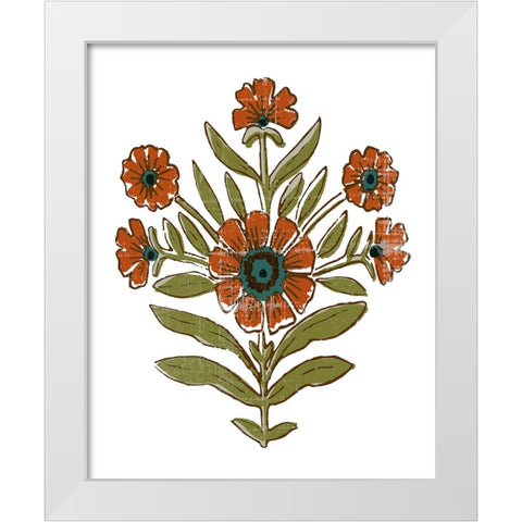 Stamped Bouquet I White Modern Wood Framed Art Print by Barnes, Victoria