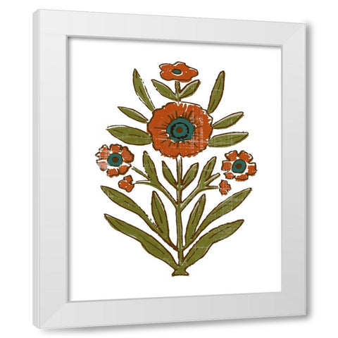 Stamped Bouquet II White Modern Wood Framed Art Print by Barnes, Victoria
