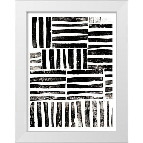 Lino Cut Chaos White Modern Wood Framed Art Print by Haase, Andrea