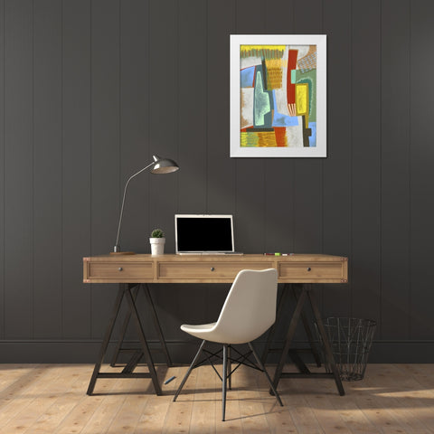 Colorful Composition White Modern Wood Framed Art Print by Galapon, Nikki