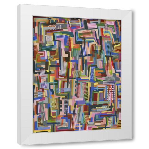 Patterned Shapes White Modern Wood Framed Art Print by Galapon, Nikki