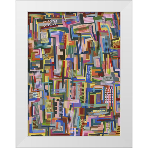 Patterned Shapes White Modern Wood Framed Art Print by Galapon, Nikki