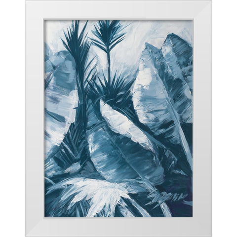 Blue Palms II White Modern Wood Framed Art Print by Wilkins, Suzanne
