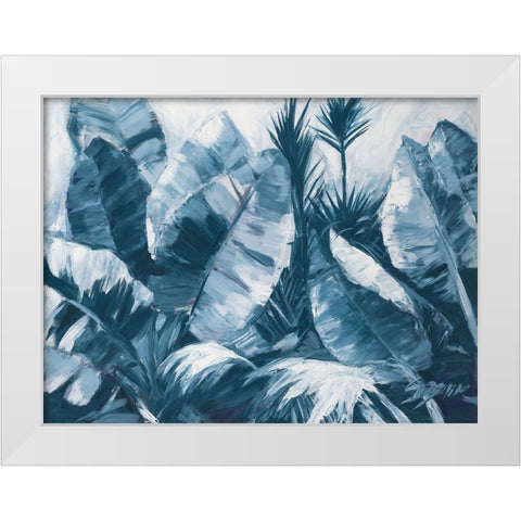 Blue Palms III White Modern Wood Framed Art Print by Wilkins, Suzanne