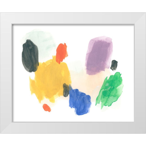 Primary Inkblot I White Modern Wood Framed Art Print by Vess, June Erica