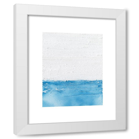 Horizon Blue I White Modern Wood Framed Art Print by Saunders, Alonzo