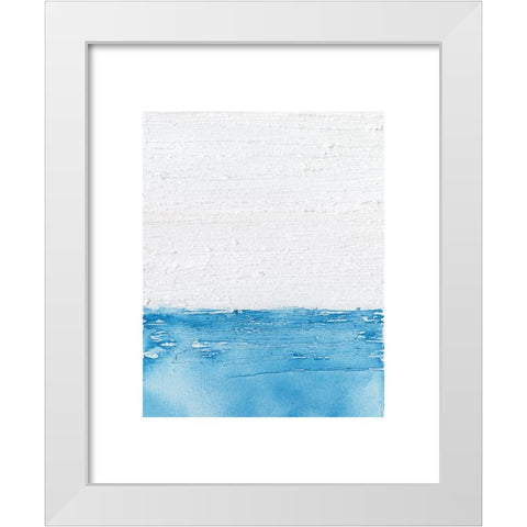 Horizon Blue I White Modern Wood Framed Art Print by Saunders, Alonzo