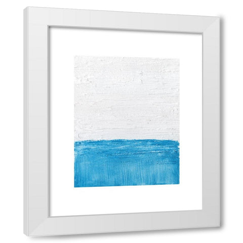 Horizon Blue II White Modern Wood Framed Art Print by Saunders, Alonzo