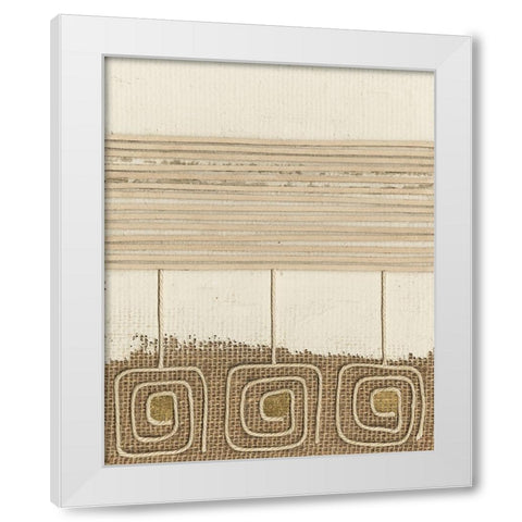 Golden Tribal Sign I White Modern Wood Framed Art Print by Saunders, Alonzo