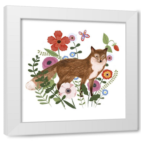 Spring Floral Critters II White Modern Wood Framed Art Print by Barnes, Victoria