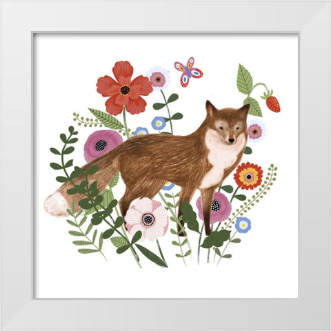 Spring Floral Critters II White Modern Wood Framed Art Print by Barnes, Victoria
