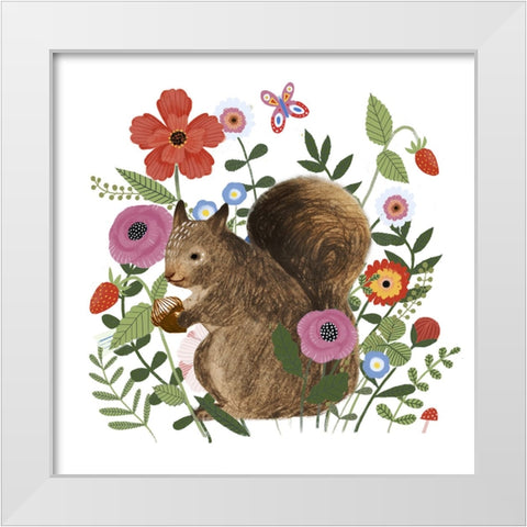 Spring Floral Critters IV White Modern Wood Framed Art Print by Barnes, Victoria
