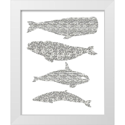 Dashed Whale Chart I White Modern Wood Framed Art Print by Vision Studio