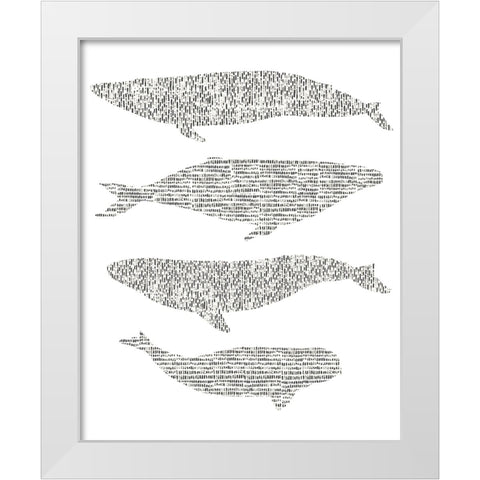 Dashed Whale Chart II White Modern Wood Framed Art Print by Vision Studio