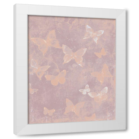 Blush Butterfly Flight I White Modern Wood Framed Art Print by OToole, Tim