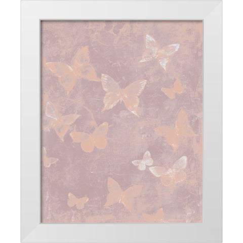 Blush Butterfly Flight I White Modern Wood Framed Art Print by OToole, Tim