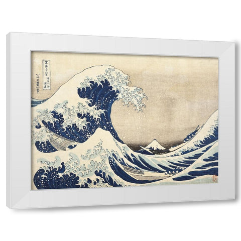 Katsushikas The Great Wave of Kanagawa I White Modern Wood Framed Art Print by Hokusai, Katsushika