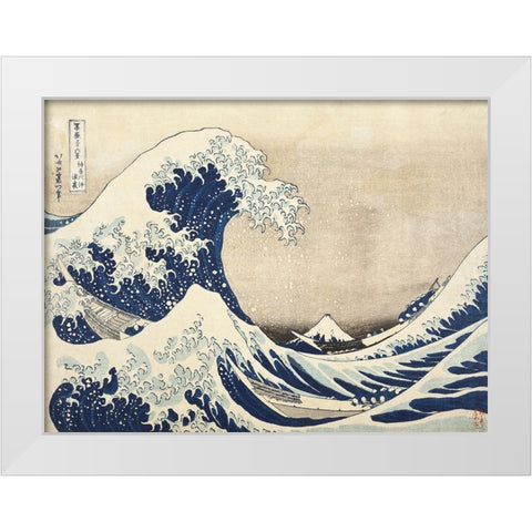 Katsushikas The Great Wave of Kanagawa I White Modern Wood Framed Art Print by Hokusai, Katsushika