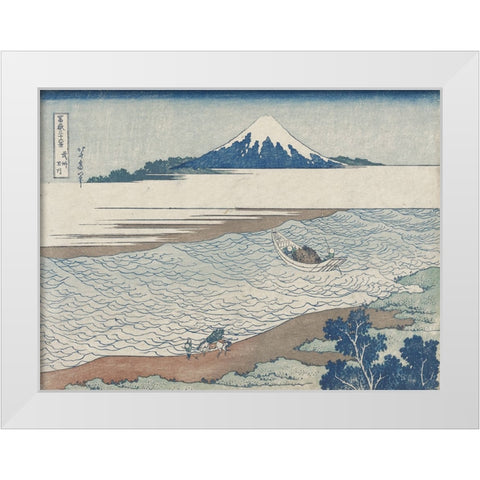 Hokusais Distant Mountains II White Modern Wood Framed Art Print by Hokusai, Katsushika