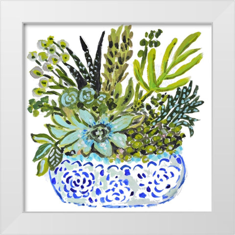Succelents I White Modern Wood Framed Art Print by Fields, Karen