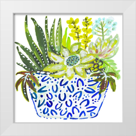 Succelents IV White Modern Wood Framed Art Print by Fields, Karen