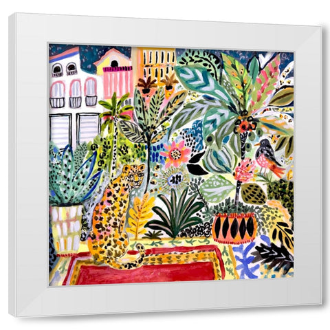 Jungle Cat Landscape I White Modern Wood Framed Art Print by Fields, Karen