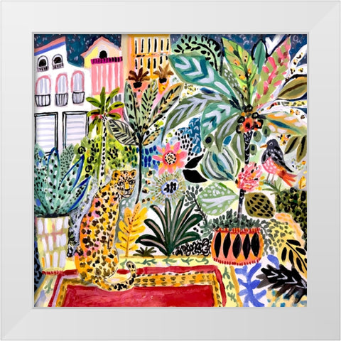 Jungle Cat Landscape I White Modern Wood Framed Art Print by Fields, Karen