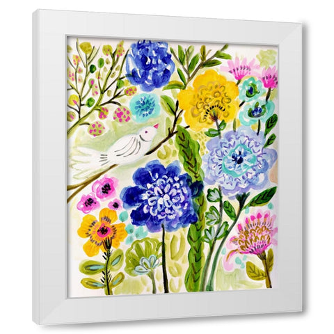 Morning Bird White Modern Wood Framed Art Print by Fields, Karen
